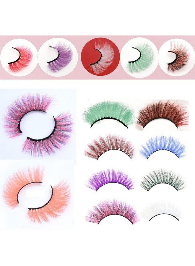 Colored Lashes Halloween Colorful Eyelashes Easter Faux Mink False Eye Lashes With Color Cosplay Long Dramatic Party Fake Eyelashes Extensions Makeup Tools 5 Pairs (Mq315Mm)