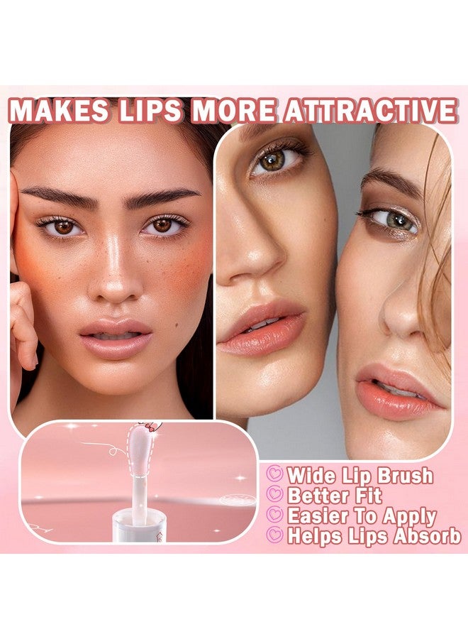 2 Pcs Hydrating Clear Lip Oil Jelly Honey Lip Gloss Korean Big Brush Lip Oil Gloss Longlasting Nourishing Lip Oils Plumping Lip Gloss Fresh Texture Clear Lip Gloss Lip Makeup