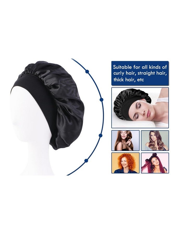 1 Pack Widebrimmed Highelastic Headband Nightcap Ladies Bathing Chemotherapy Cap Hair Care Hat (Black)