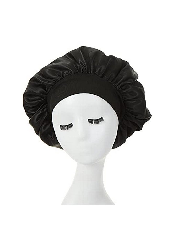 1 Pack Widebrimmed Highelastic Headband Nightcap Ladies Bathing Chemotherapy Cap Hair Care Hat (Black)