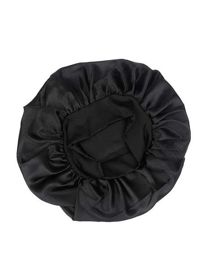 1 Pack Widebrimmed Highelastic Headband Nightcap Ladies Bathing Chemotherapy Cap Hair Care Hat (Black)