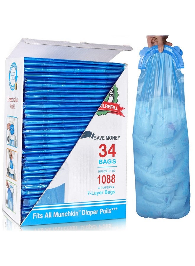Diaper Pail Refill Bags 1088 Counts 34 Bags Fully Compatible With Arm&Hammer Disposal System