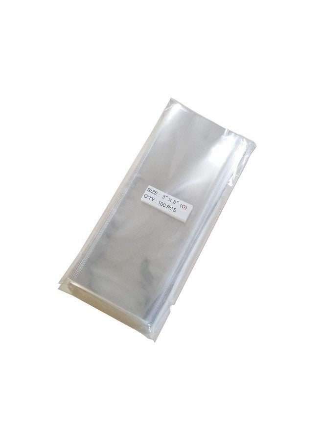 100 Pcs 3X8 (O) Clear Flat Cello Cellophane Bags Good For Bakery Cake Cookie Candies