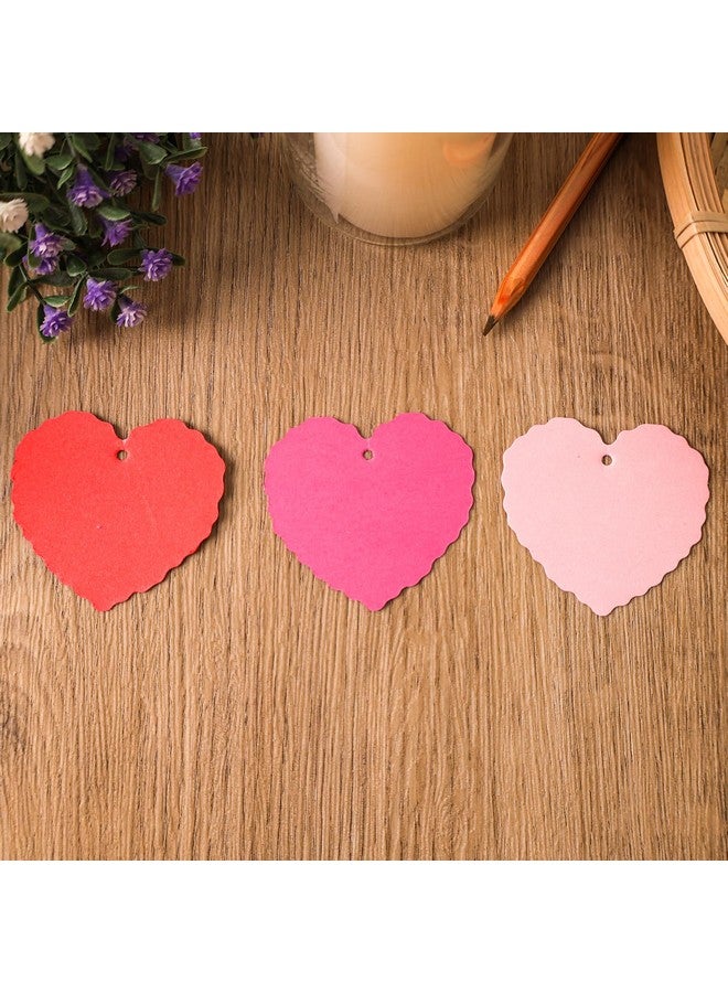 120Pcs Valentines Gift Tags Heart Shaped Tags With Strings Assorted Red Hanging Labels For Wedding Valentine'S Day Party Decorations