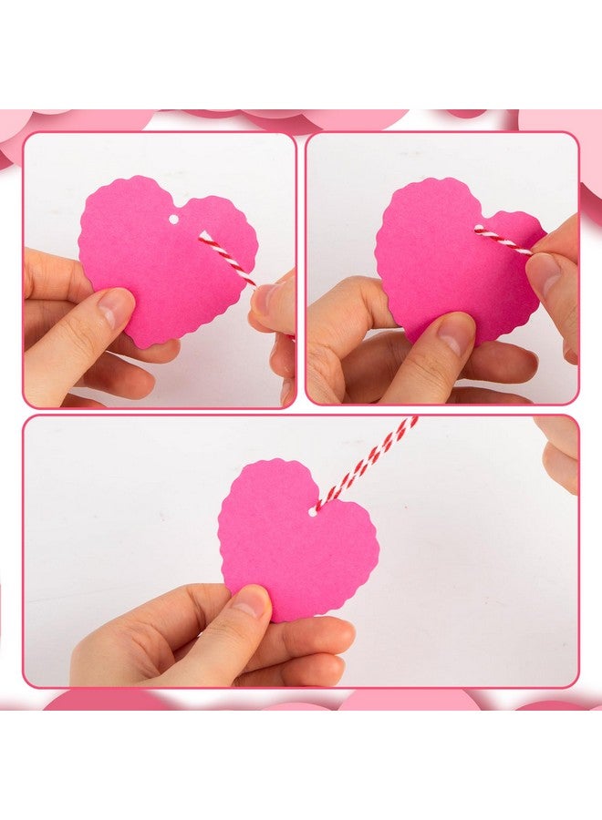 120Pcs Valentines Gift Tags Heart Shaped Tags With Strings Assorted Red Hanging Labels For Wedding Valentine'S Day Party Decorations