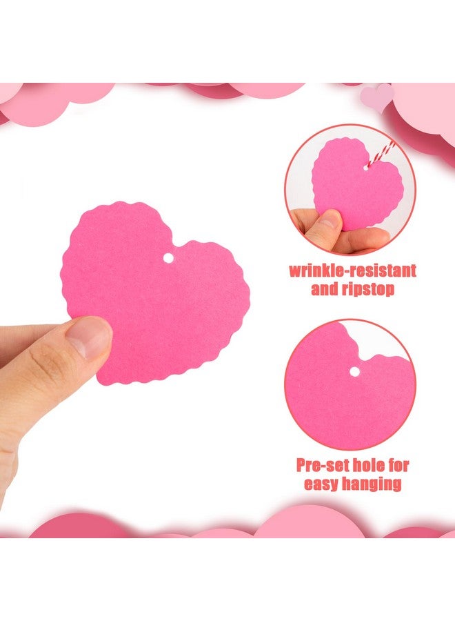 120Pcs Valentines Gift Tags Heart Shaped Tags With Strings Assorted Red Hanging Labels For Wedding Valentine'S Day Party Decorations