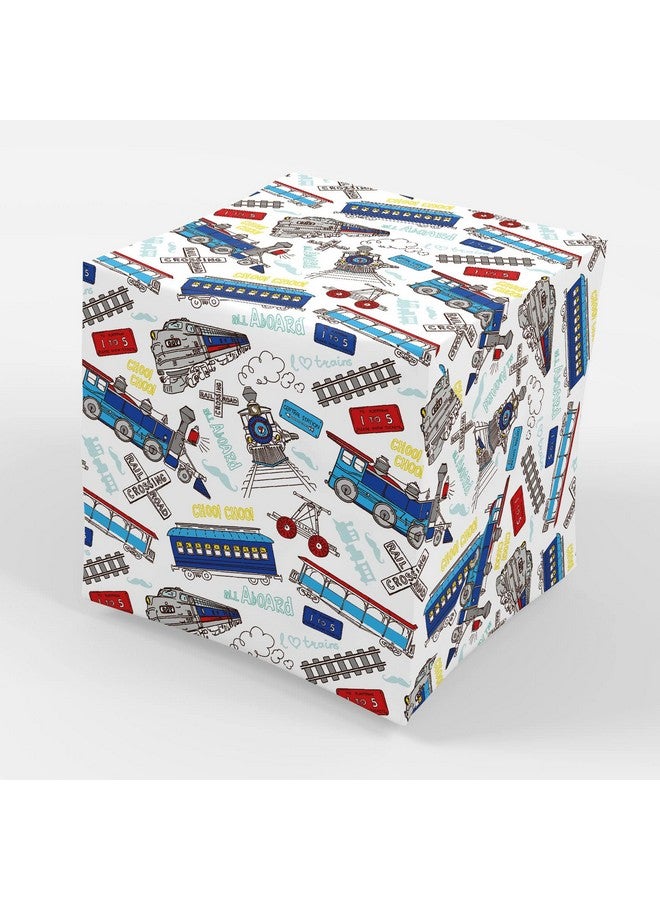 Train Birthday Party Gift Wrapping Paper Folded Flat 30 X 20 Inch (3 Sheets)