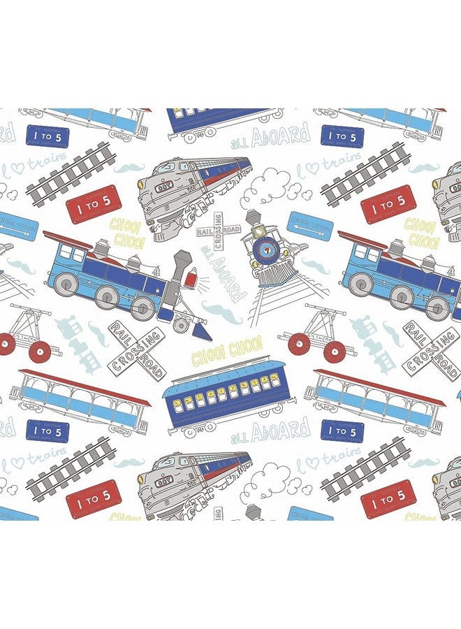 Train Birthday Party Gift Wrapping Paper Folded Flat 30 X 20 Inch (3 Sheets)