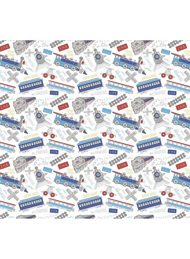 Train Birthday Party Gift Wrapping Paper Folded Flat 30 X 20 Inch (3 Sheets)