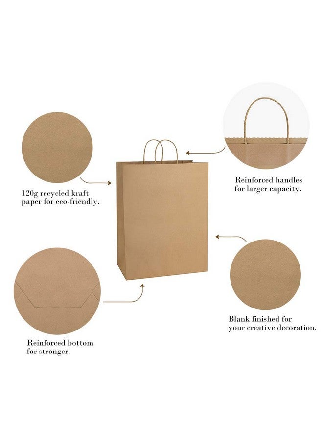 Paper Bags 25Pcs 13X7X17 Gift Bags Party Bags Shopping Bags Retail Bags Merchandise Bags Recycled Kraft Paper Bags With Handles Bulk Brown