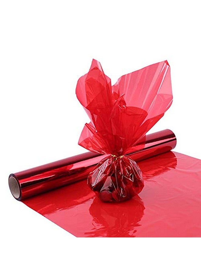 Valentine'S Day Red Cellophane Wrap Roll Translucent Red Cellophane Wrapping Paper 16 Inch Width X 100 Ft Long Colored Cellophane Rolls For Gift Baskets Diy Arts Crafts Decoration And More