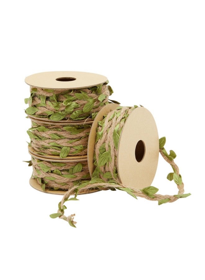 Burlap Leaf Ribbon Jungle Party Safari Party Fairy Party Enchanted Forest Decor Vines For Crafts (4 Rolls 65.6 Ft Total)