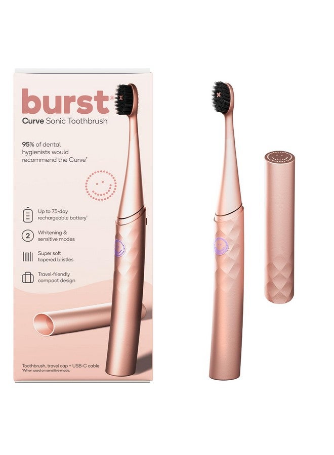 Curve Sonic Electric Toothbrush For Adultsslim Curved Travel Toothbrush With Toothbrush Coverultra Soft Bristlesup To 2 Month Rechargeable Battery 2 Sonic Modes Timerrose Gold