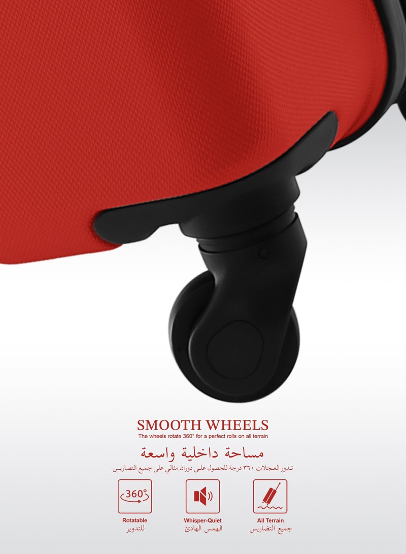 Large Size Lightweight ABS Hardside Spinner Luggage Trolley -28 Inch | Carrying 30KG 4 Wheel Hardshell Suitcase-Red