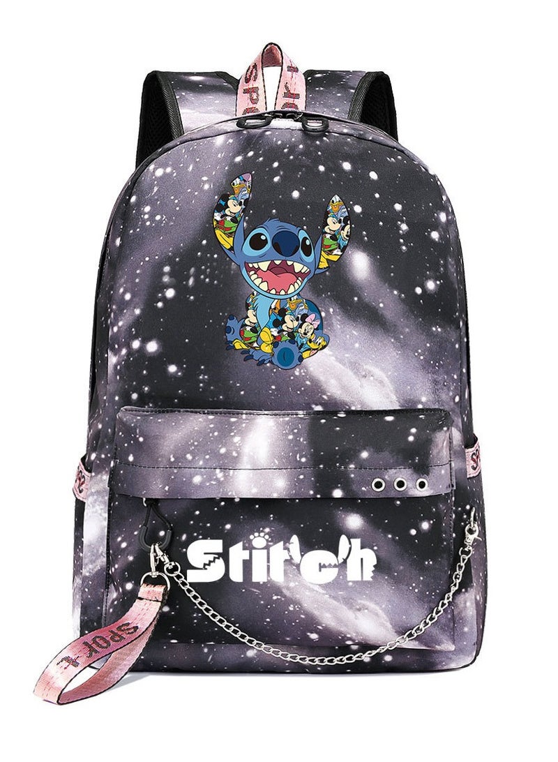 Stitch Printed Youth Casual Woven Strap Backpack