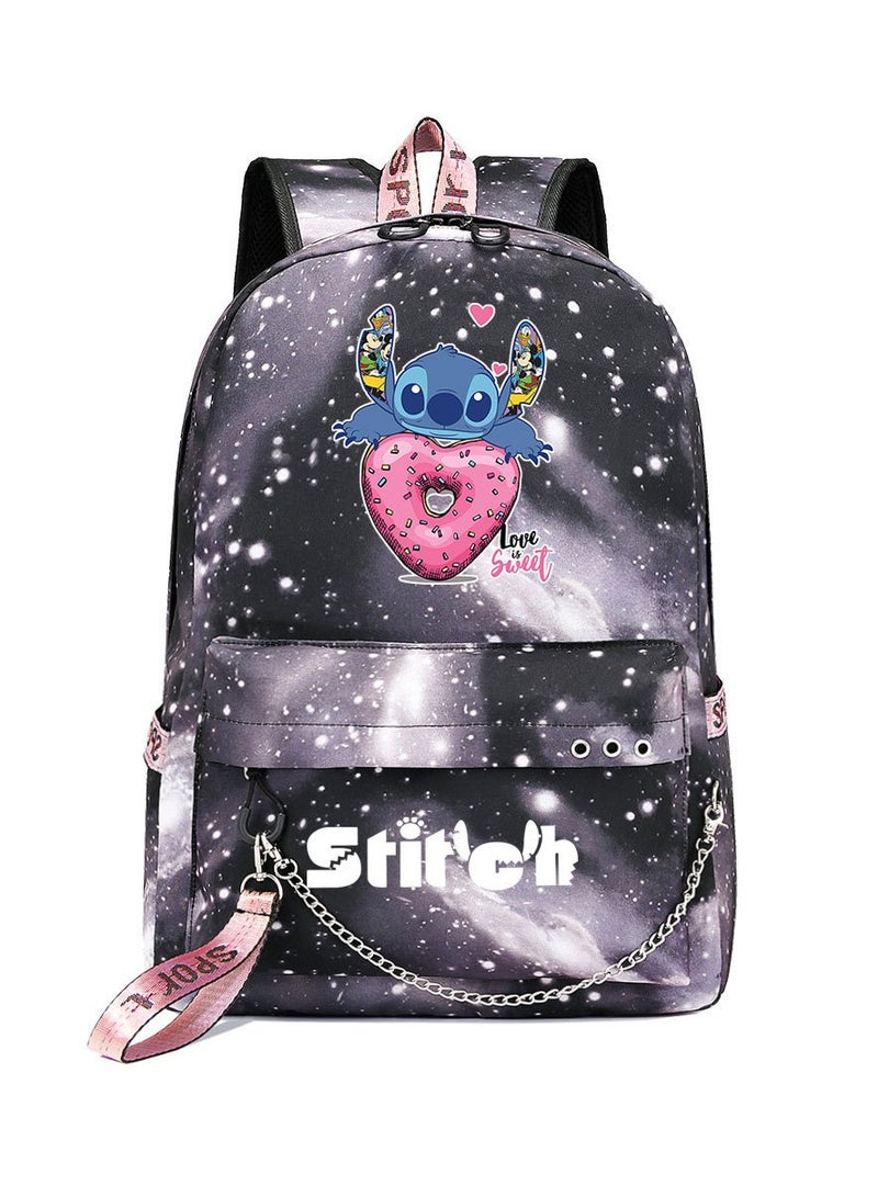 Stitch Printed Youth Casual Woven Strap Backpack