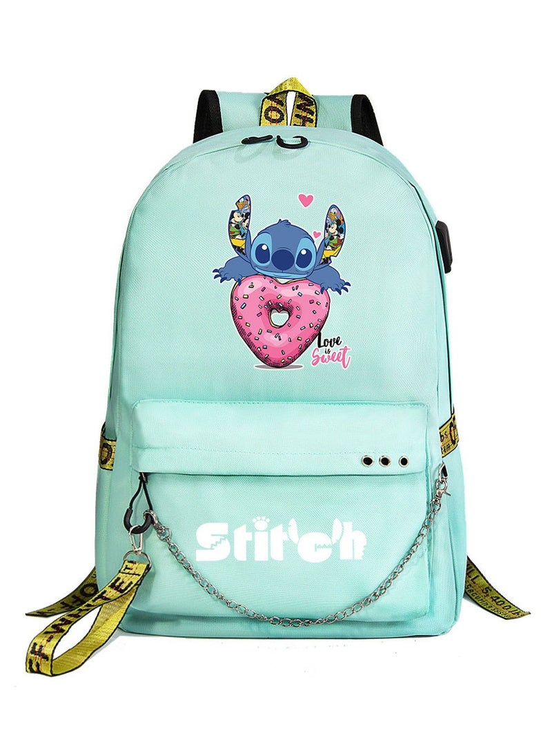Stitch Printed Youth Casual Woven Strap Backpack