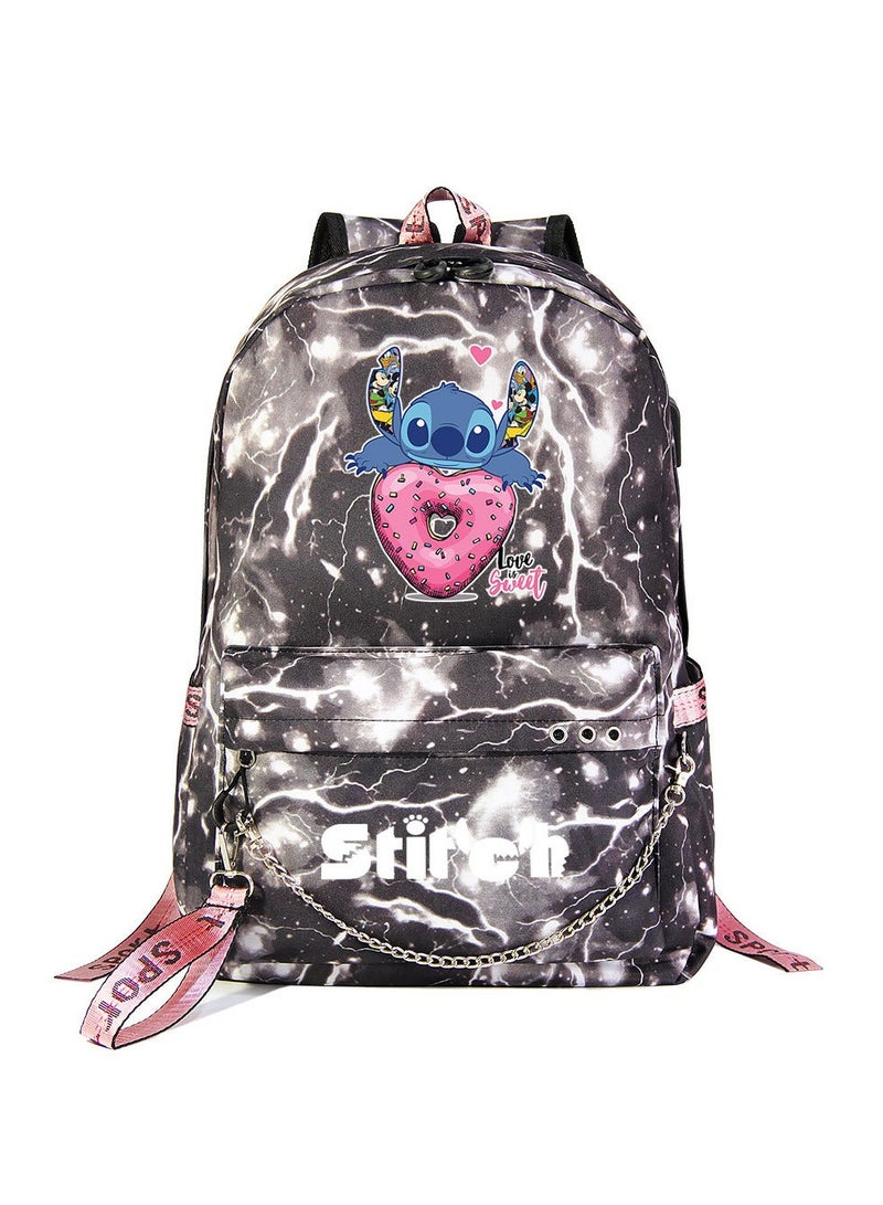 Stitch Printed Youth Casual Woven Strap Backpack