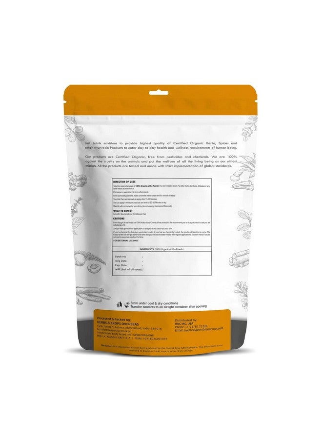 100% Organic Certified Aritha Powder (Soap Nut Powder) 227G 0.5 Lb 08Ozorganic Hair Cleansing And Conditioning Product