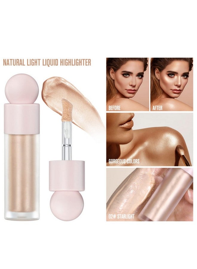 Liquid Highlighter Natural Glow For Face & Body Waterproof Moisturizing Light Liquid Luminizer For Long Lasting Shimmer Contour Highlighter Stick Easy To Apply With Cushion Applicator