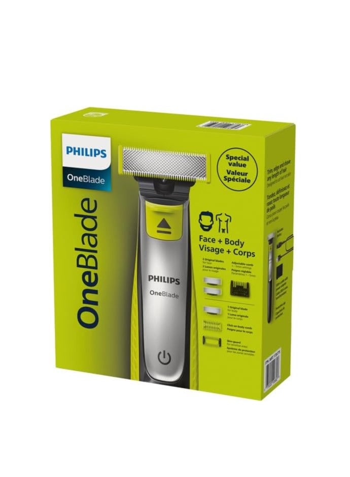 OneBlade Hybrid Electric Face And Body Trimmer Set QP2834/60