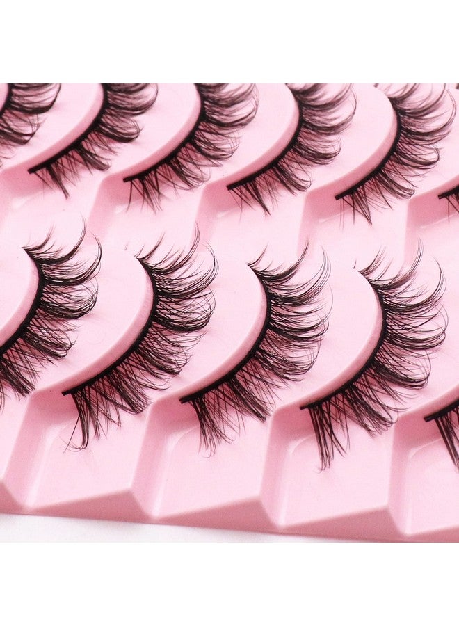 Russian Strip Lashes Dd Curl False Eyelashes Fluffy Wispy Faux Mink Lashes 10 Pairs Pack (D08)