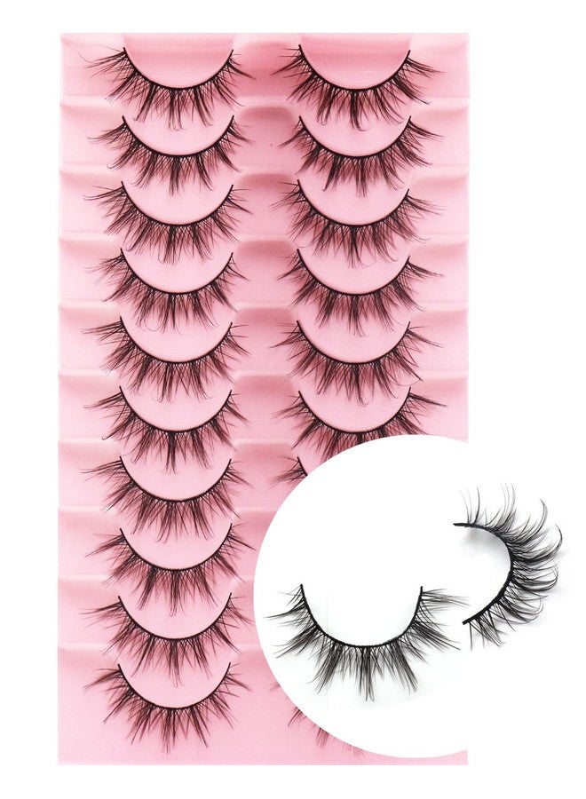 Russian Strip Lashes Dd Curl False Eyelashes Fluffy Wispy Faux Mink Lashes 10 Pairs Pack (D08)