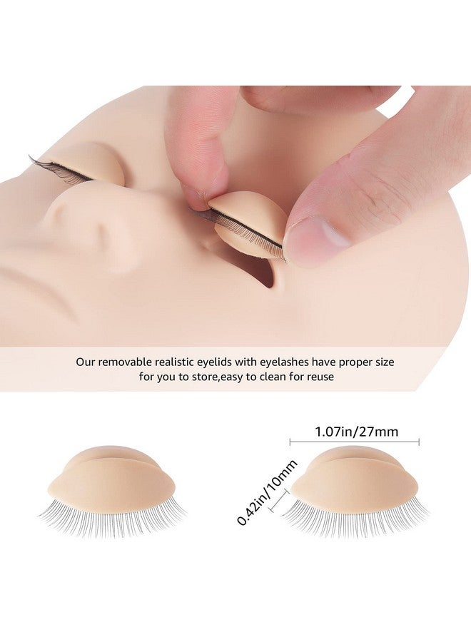 Multifunction Replaced Eyelids Makeup For Training Head Removable Realistic Eyelids Eyelash Training (3 Pair (Pack Of 1))