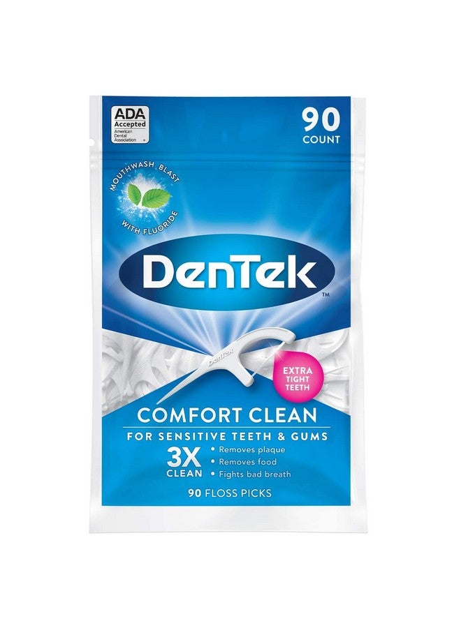 Comfort Clean Floss Picks For Sensitive Teeth Soft And Silky Ribbon 90 Count Each (Pack Of 2)