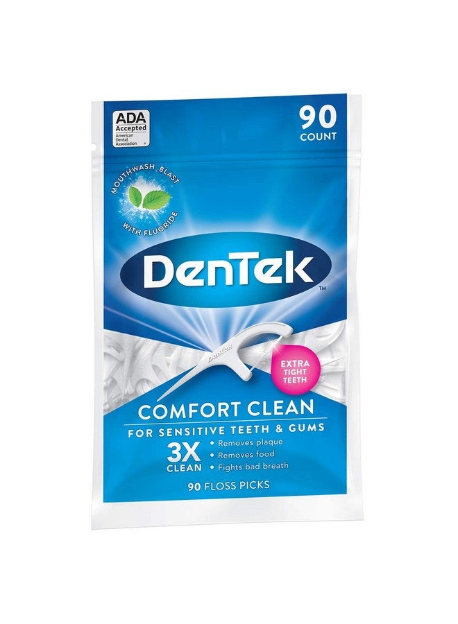 Comfort Clean Floss Picks For Sensitive Teeth Soft And Silky Ribbon 90 Count Each (Pack Of 2)