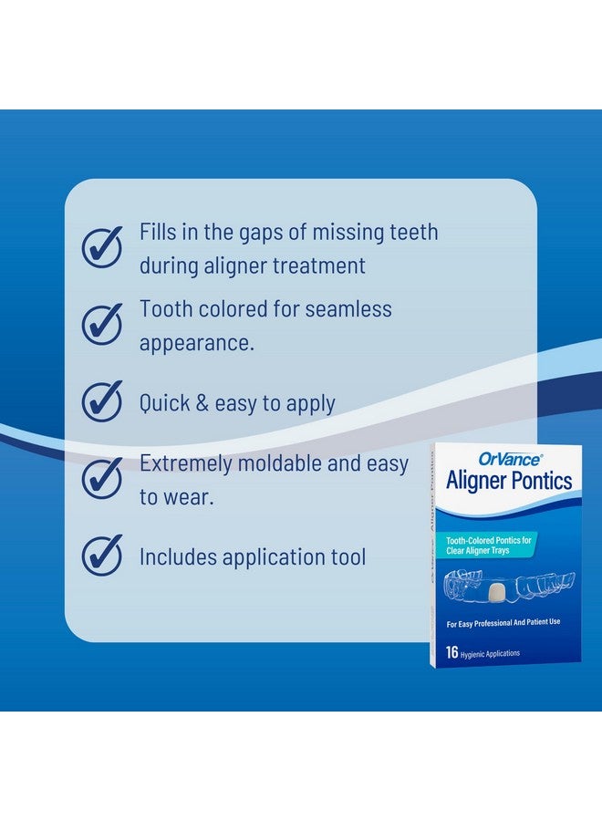 Aligner Pontics Temporary Tooth Replacement For Aligner Tray And Retainerfill Space Of Missing Teeth With Fake Teeth (16 Count)