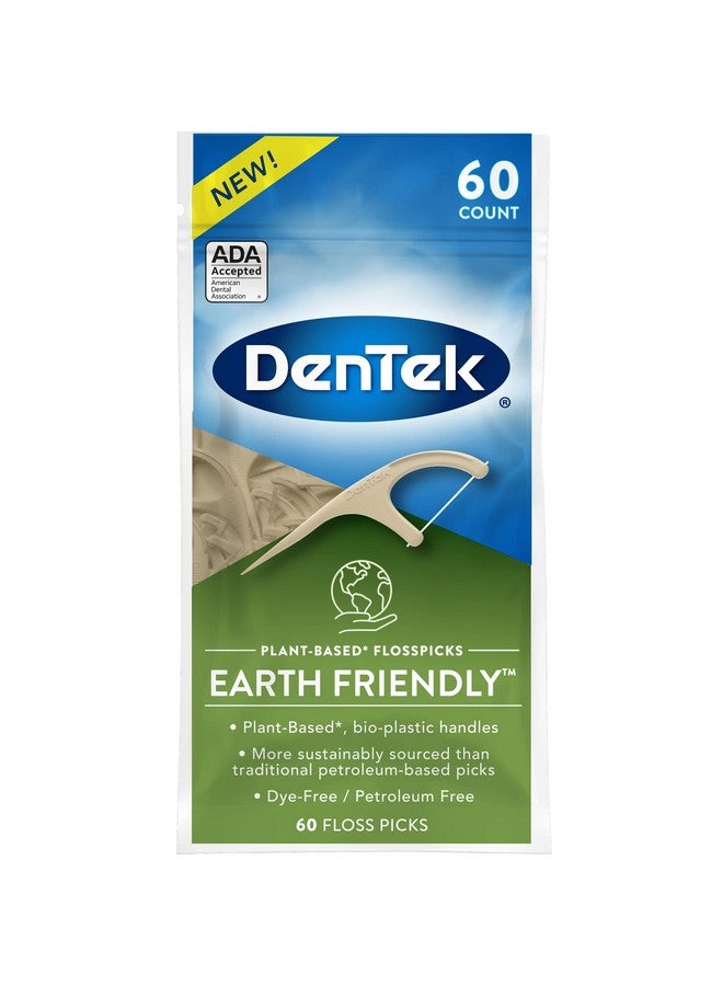 Earth Friendly Floss Picks Organic Plantbased Bioplastic Handles Mint 60 Count
