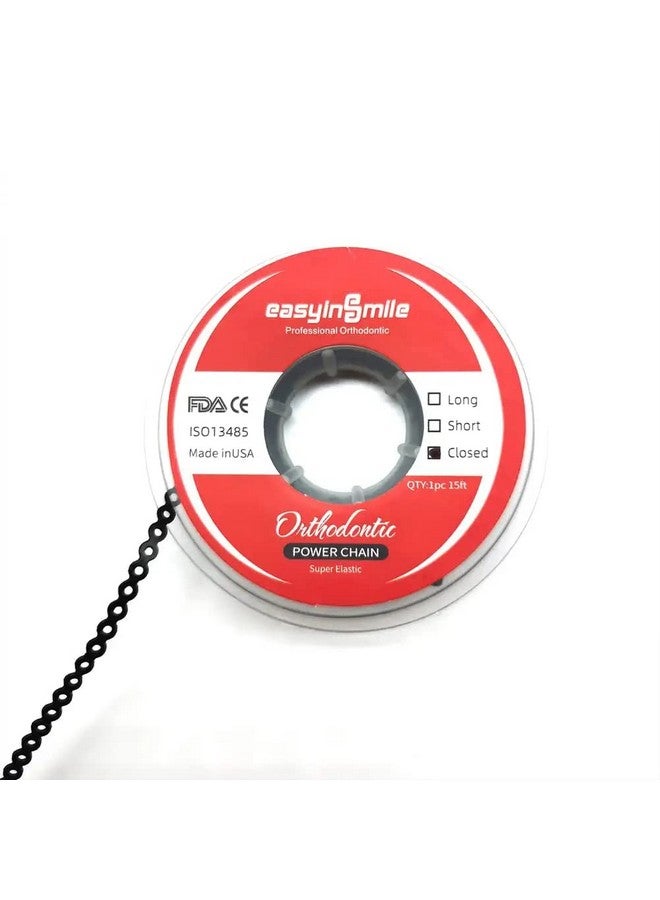 Dental Orthodontic Elastic Rubber Power Chain Braces Bands Shortlongclose For Teeth Braces (Long Black)