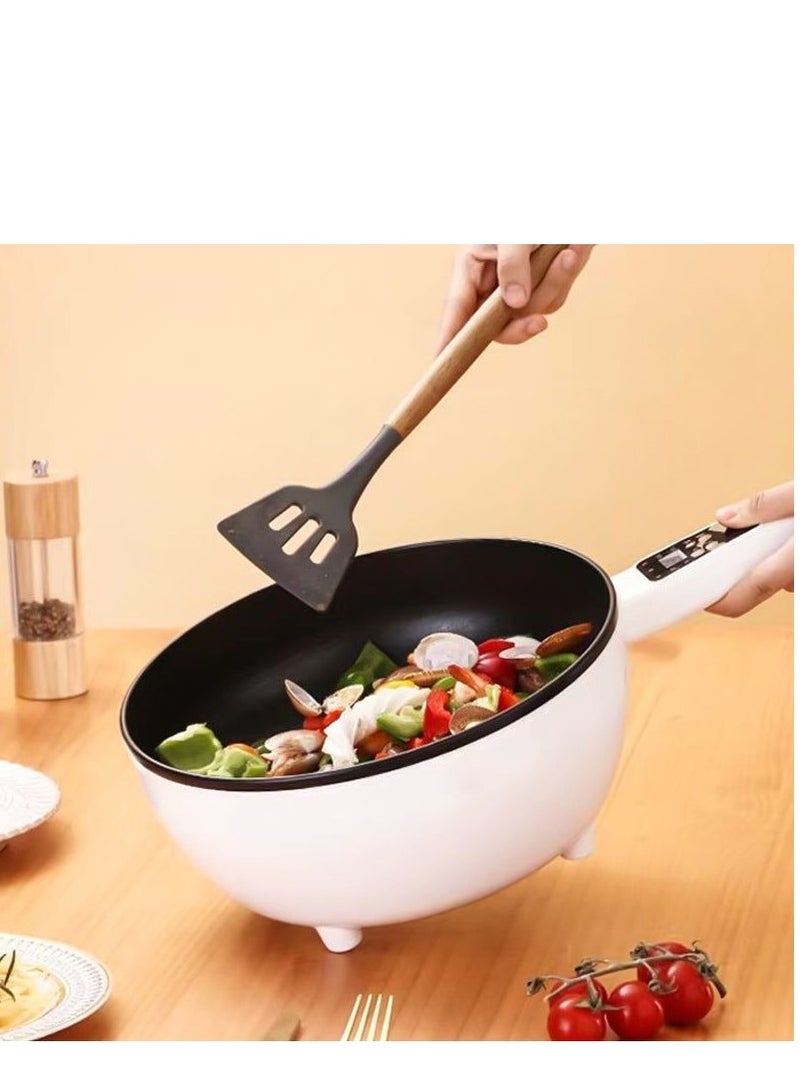 Electric Hot Pot with Steamer and Temperature Control  Non Stick Cooker Skillet Frying Pan Electric Saucepan ideal for cooking Noodles Eggs Steak Sautéing Steaming and Soup