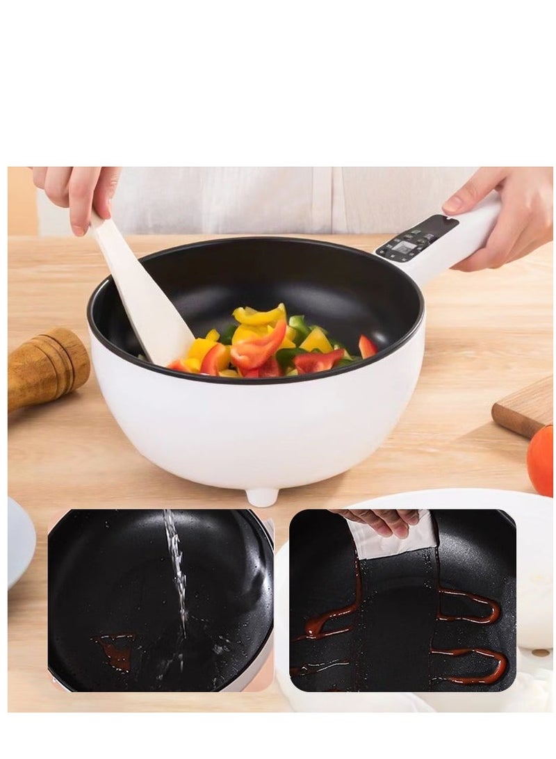 Electric Hot Pot with Steamer and Temperature Control  Non Stick Cooker Skillet Frying Pan Electric Saucepan ideal for cooking Noodles Eggs Steak Sautéing Steaming and Soup