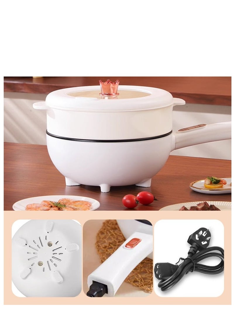 Electric Hot Pot with Steamer and Temperature Control  Non Stick Cooker Skillet Frying Pan Electric Saucepan ideal for cooking Noodles Eggs Steak Sautéing Steaming and Soup