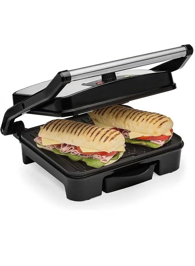 Panini Press & Health Grill with Large Non-Stick Plates Removable Drip Tray & Floating Hinge for Deep-Fill Toasted Sandwiches Low-fat grilling and Healthy Cooking