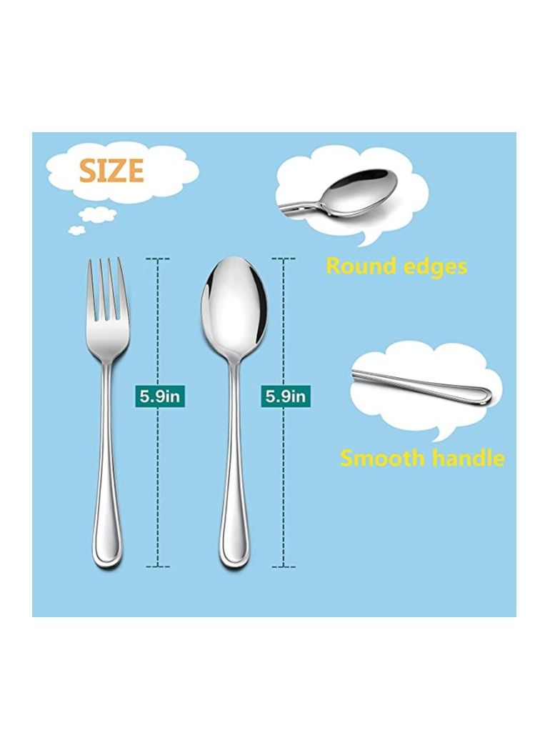 Children Silverware Set, 10 Pieces Kids Forks, and Spoons Stainless Steel Toddler Utensils Flatware Child Cutlery Set for Home Preschools Outdoor Dinner Travel, Dishwasher Safe