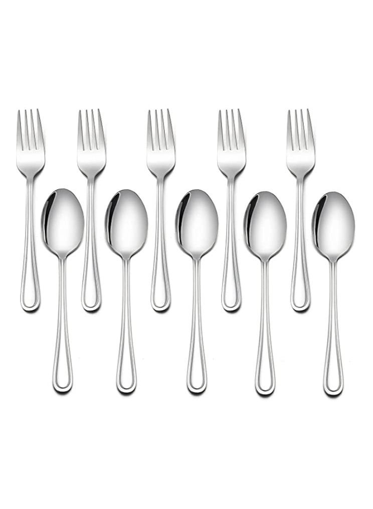 Children Silverware Set, 10 Pieces Kids Forks, and Spoons Stainless Steel Toddler Utensils Flatware Child Cutlery Set for Home Preschools Outdoor Dinner Travel, Dishwasher Safe