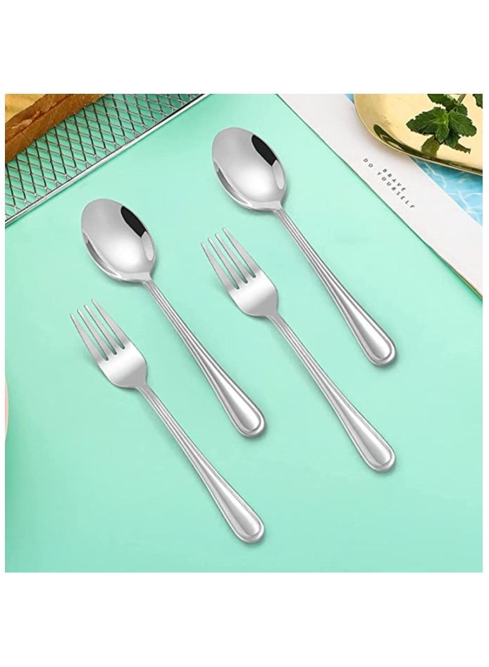 Children Silverware Set, 10 Pieces Kids Forks, and Spoons Stainless Steel Toddler Utensils Flatware Child Cutlery Set for Home Preschools Outdoor Dinner Travel, Dishwasher Safe