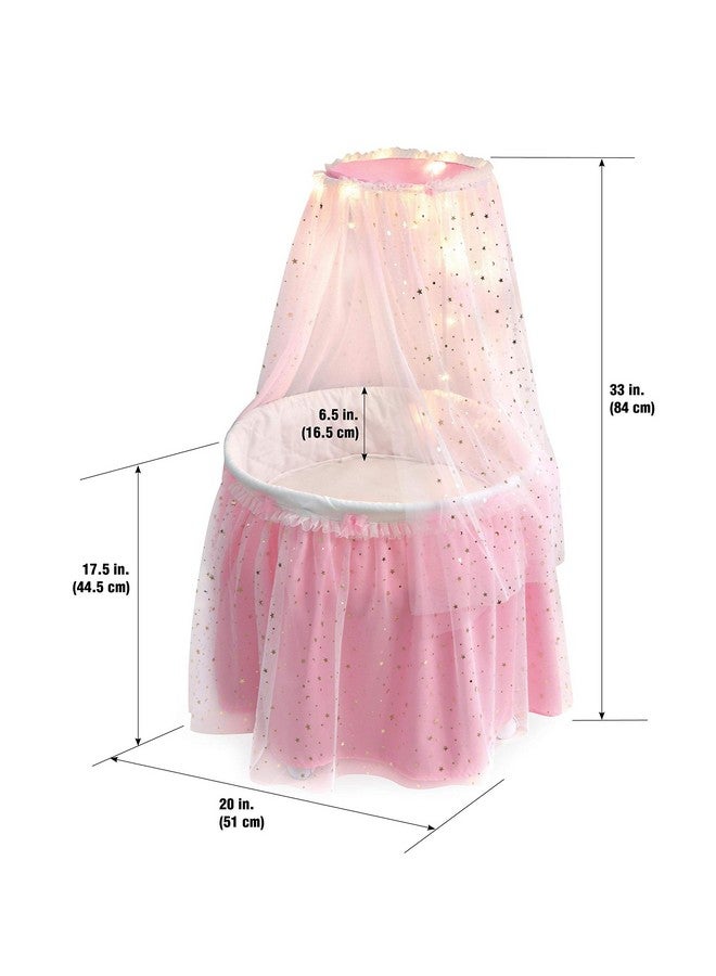 Sweet Dreams Toy Doll Bed With Canopy And Lights For 18 Inch Dollspinkstars