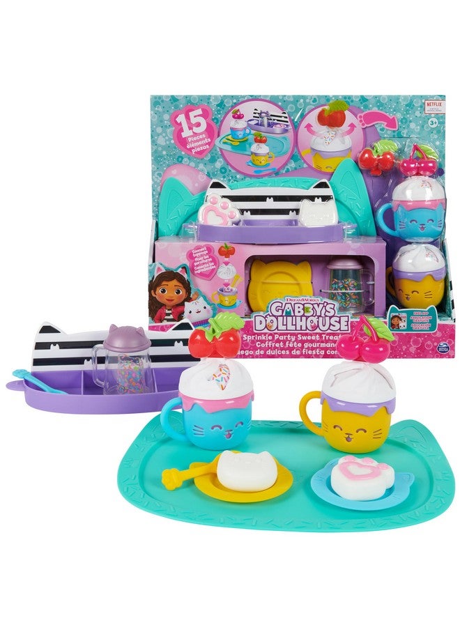 Gabby’S Dollhouse Sprinkle Party Sweet Treat Set Pretend Play Kitchen Hot Cocoa Party Set With Fruit & Sprinkles Kids Toys For Girls And Boys 3+