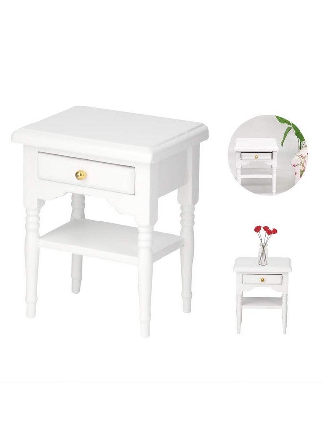 Miniature Doll House Nightstand 1:12 Scale Doll House End Table With Drawer For Doll House Kids Gift
