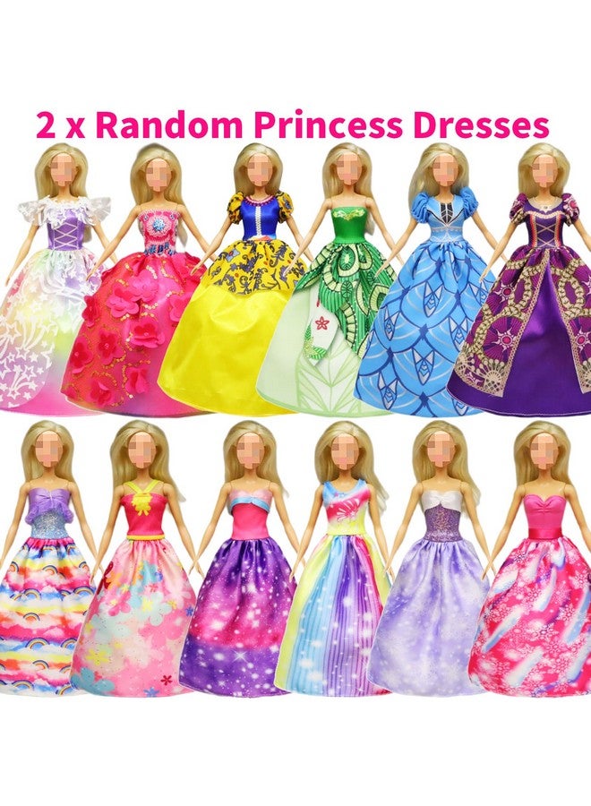 48 Pcs Doll Clothes And Accessories For 11.5 Inch Doll2 Princess Dresses 7 Fashion Dresses 2 Outfits 2 Swimsuits 10 Shoes 5 Crowns 5 Necklaces 5 Handbags 10 Hangers Accessories Girls Gift