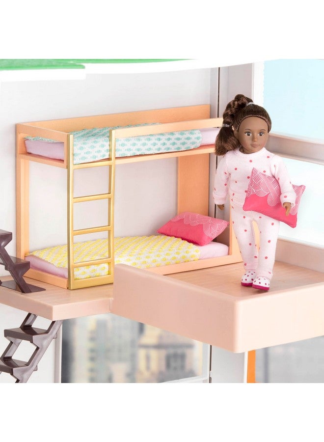 Bunk Bed Set For Mini Dollsbedroom Furniture For 6Inch Dollsdollhouse Accessoriestoys For Kids3 Years +Urban Chic Bunk Bed