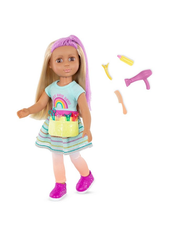 Brie 14Inch Poseable Hairdresser Dollblonde & Purple Hairblow Dryer Hair Clips & Hairstyling Accessoriestoys For Kids Ages 3+