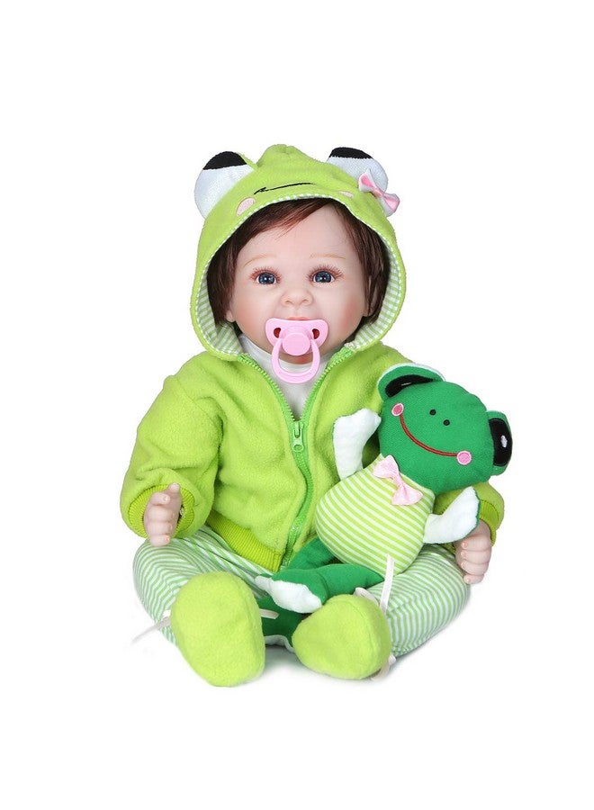 Reborn Baby Girl Boy Dolls Clothes 22 Inch 4 Pcs Sets Green Frog Outfit Fit 2022 Newborn Dolls Clothes Accessories