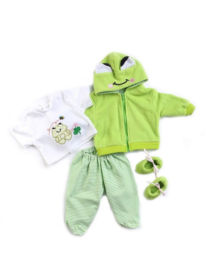 Reborn Baby Girl Boy Dolls Clothes 22 Inch 4 Pcs Sets Green Frog Outfit Fit 2022 Newborn Dolls Clothes Accessories