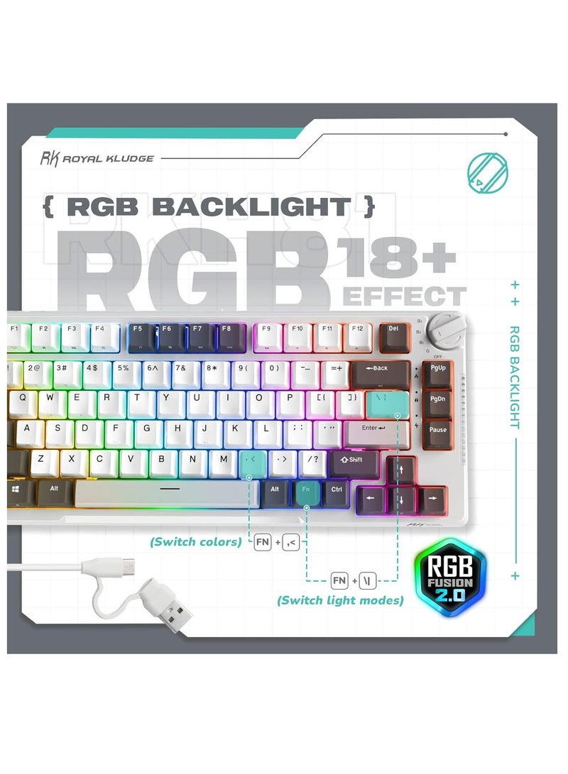 H81 Hot Swappable Mechanical Keyboard, Triple Mode RGB SkyCyan