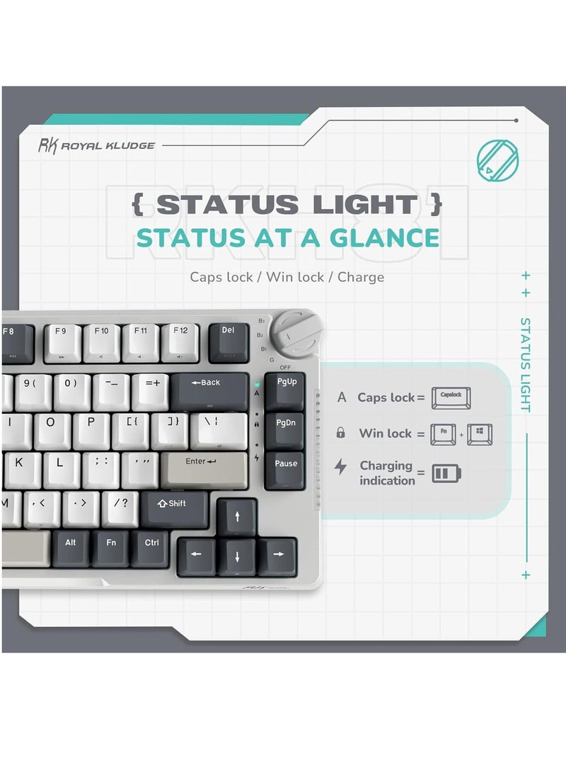 H81 Hot Swappable Mechanical Keyboard, Triple Mode RGB SkyCyan